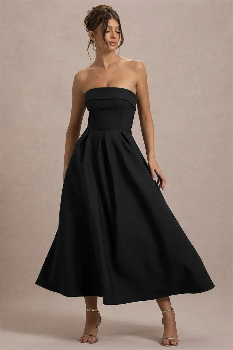 Off-shoulder Strapless Sexy Midi Dress