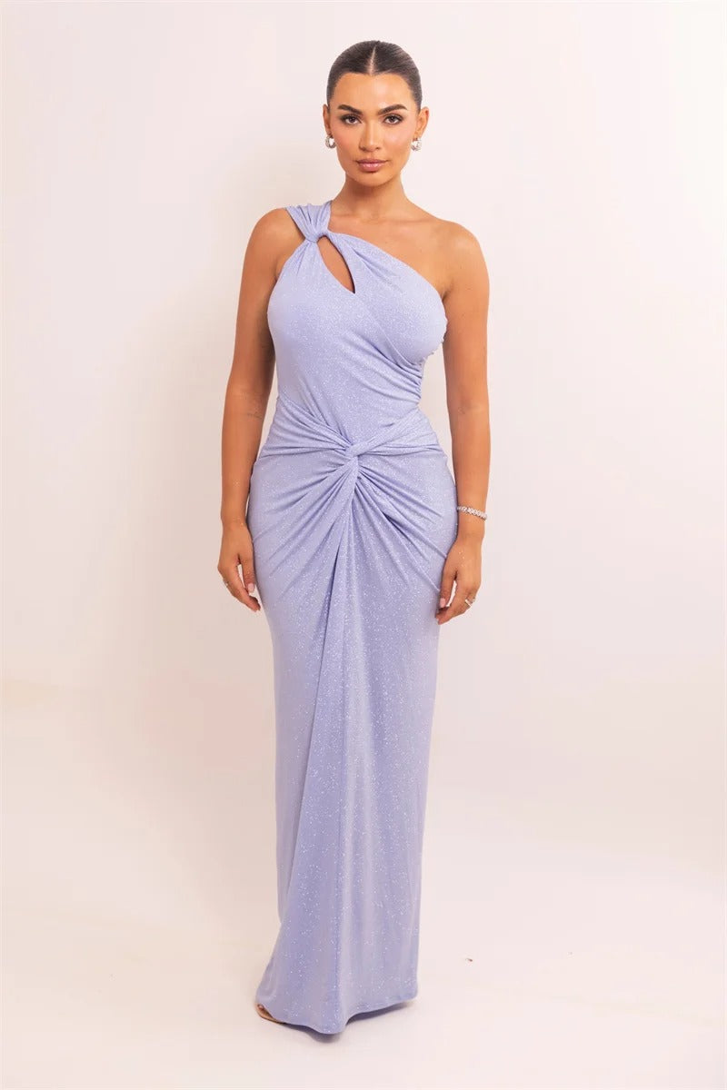 Inclined Shoulder Backless Sexy Maxi Dress