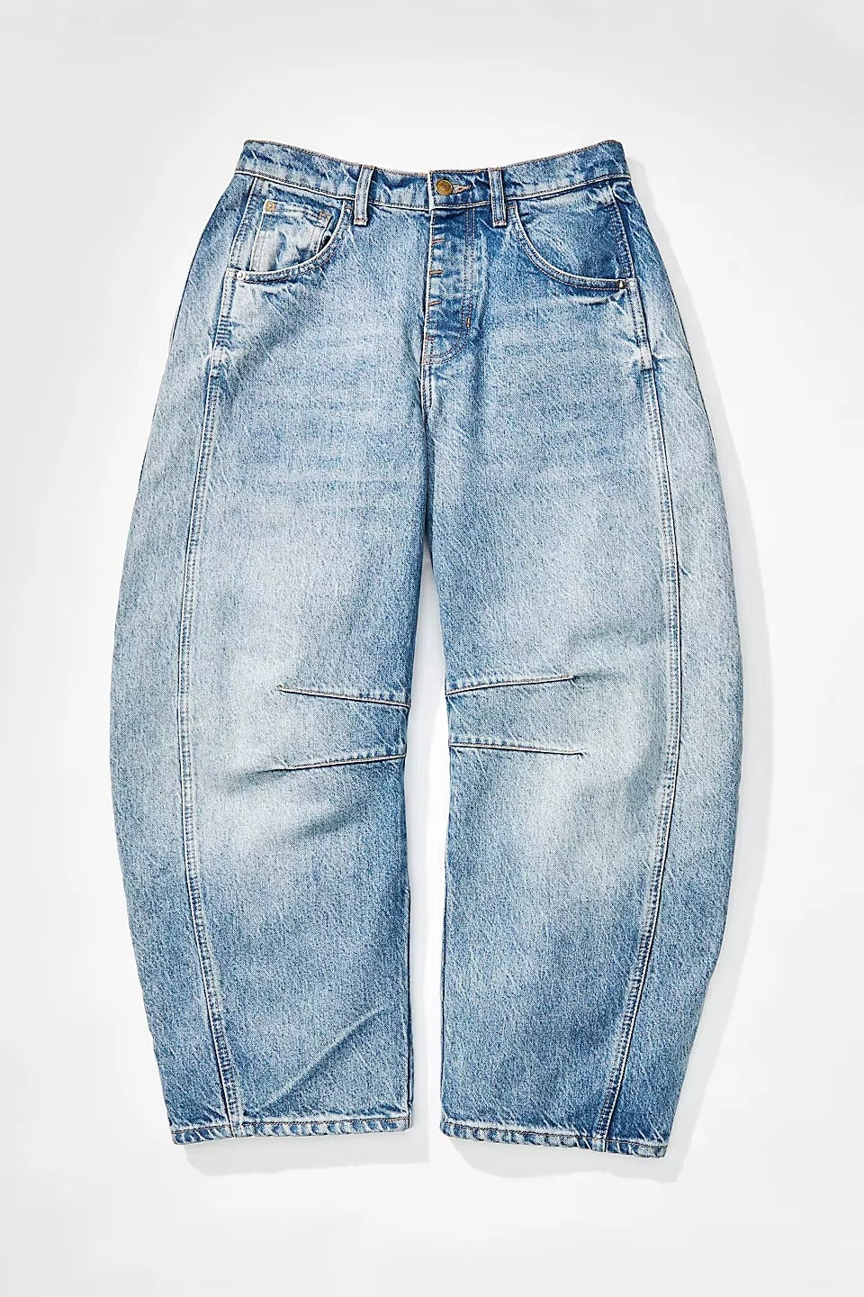 High-Stretch Mid-Rise Barrel Jeans for Women