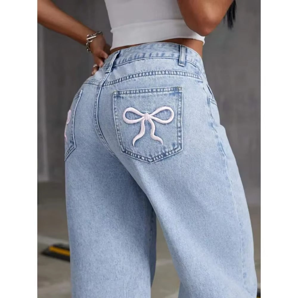 Women's Embroidered High Waist Jeans