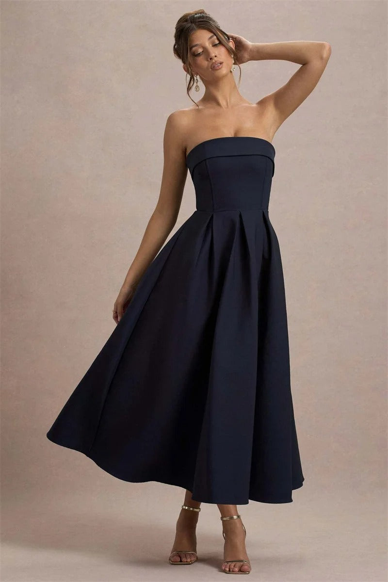 Off-shoulder Strapless Sexy Midi Dress