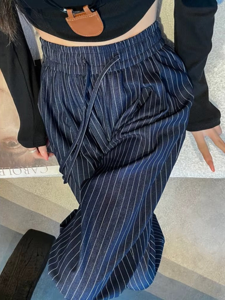 Women's Vintage Striped Wide Leg Pants