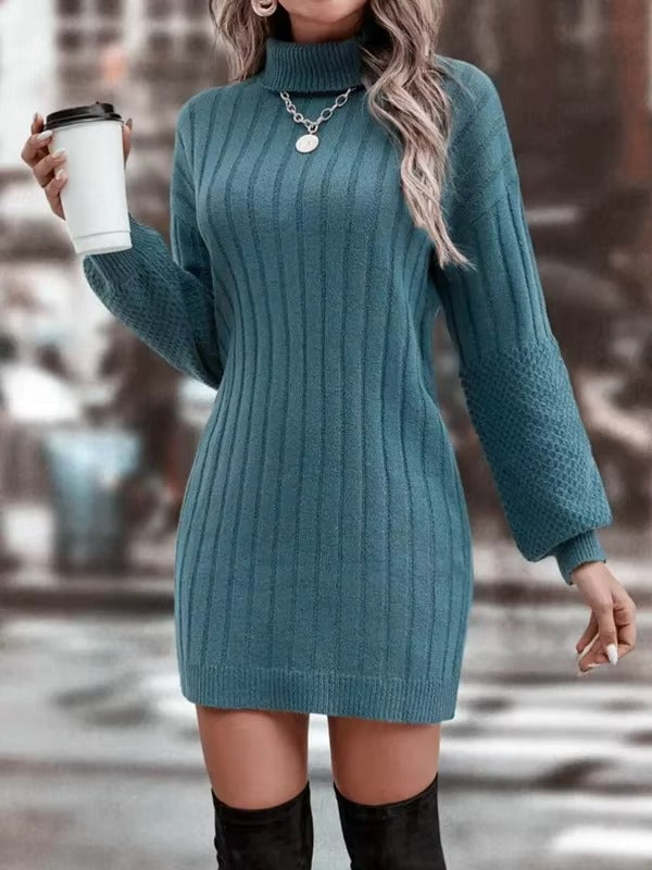Women's High Neck Loose Casual Sweater Dress