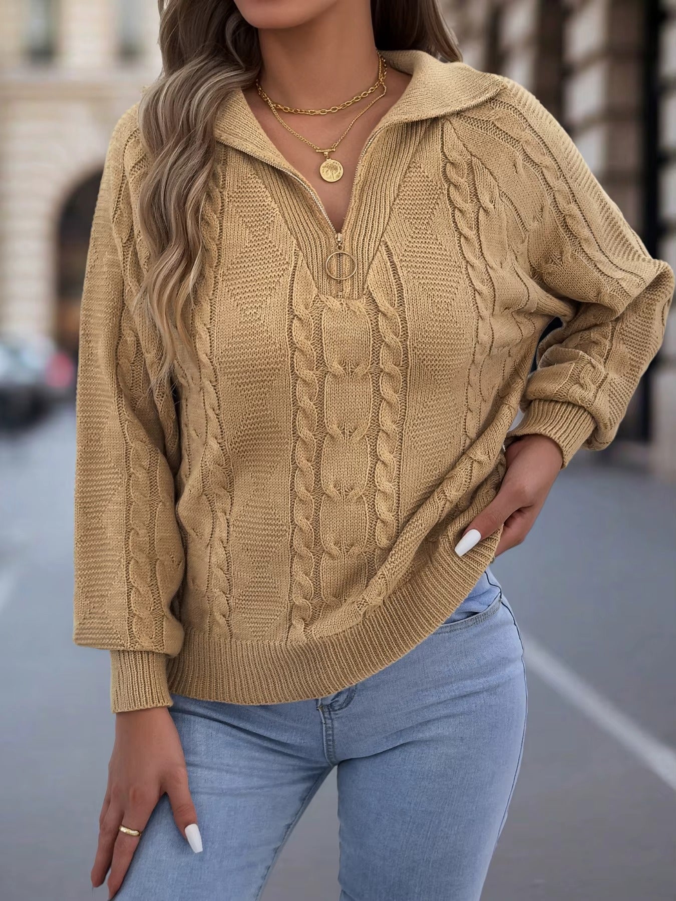 Women’s Casual Lantern Sleeve Knit Outfit