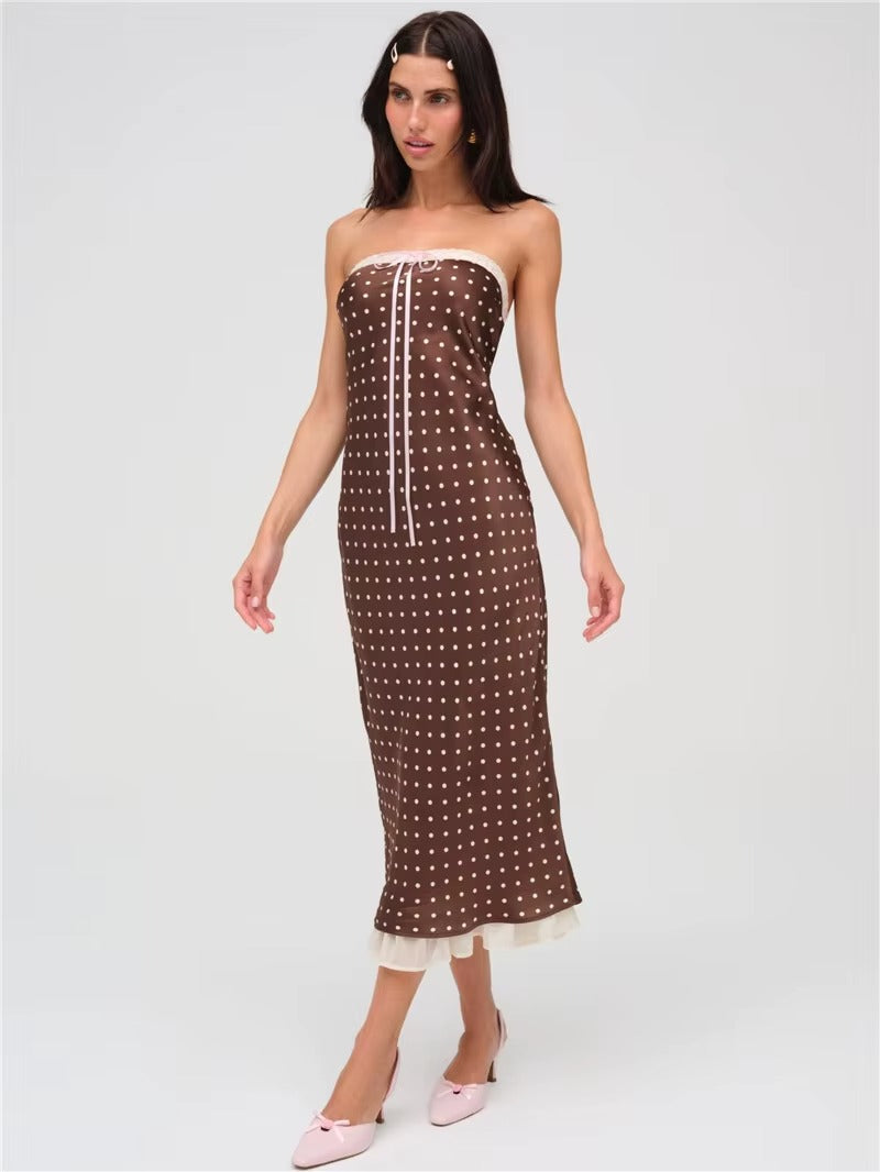 Connie Lace Strapless Backless Sexy Midi Dress