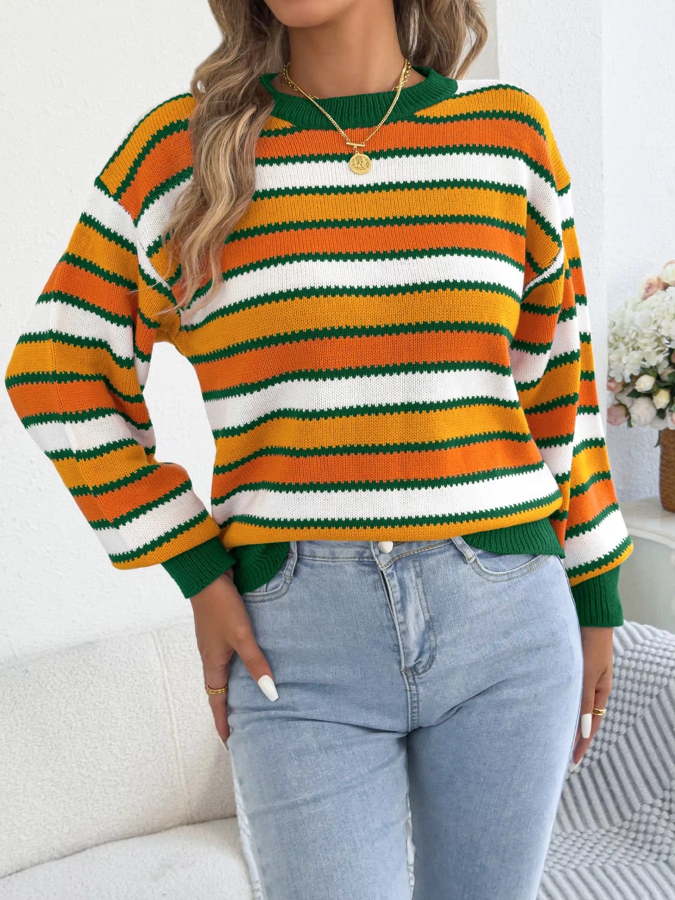 Cozy Striped Fall Sweater Outfit for Women 2026