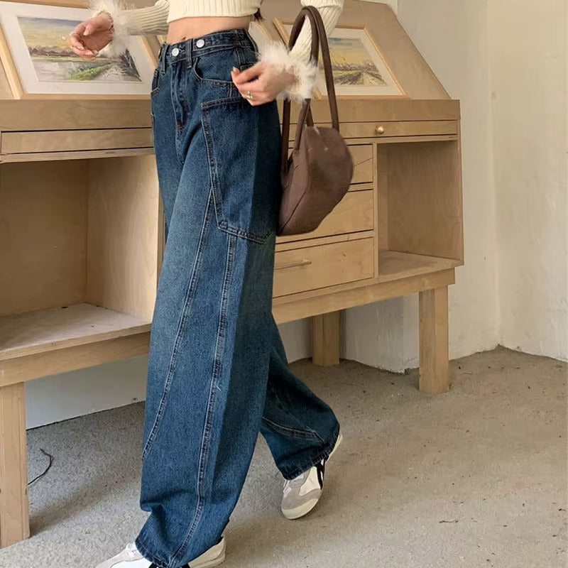 Y2K Vintage Blue Denim Pants for Women