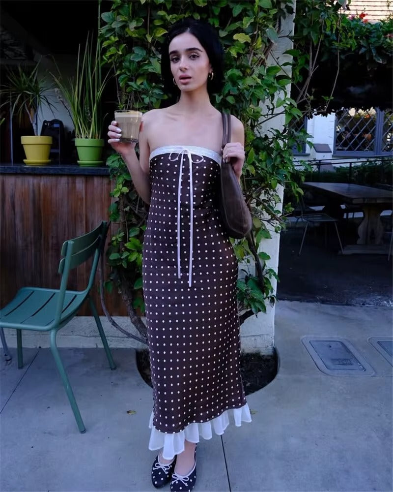 Connie Lace Strapless Backless Sexy Midi Dress
