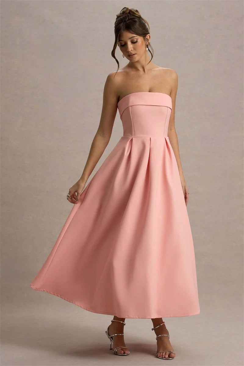 Off-shoulder Strapless Sexy Midi Dress
