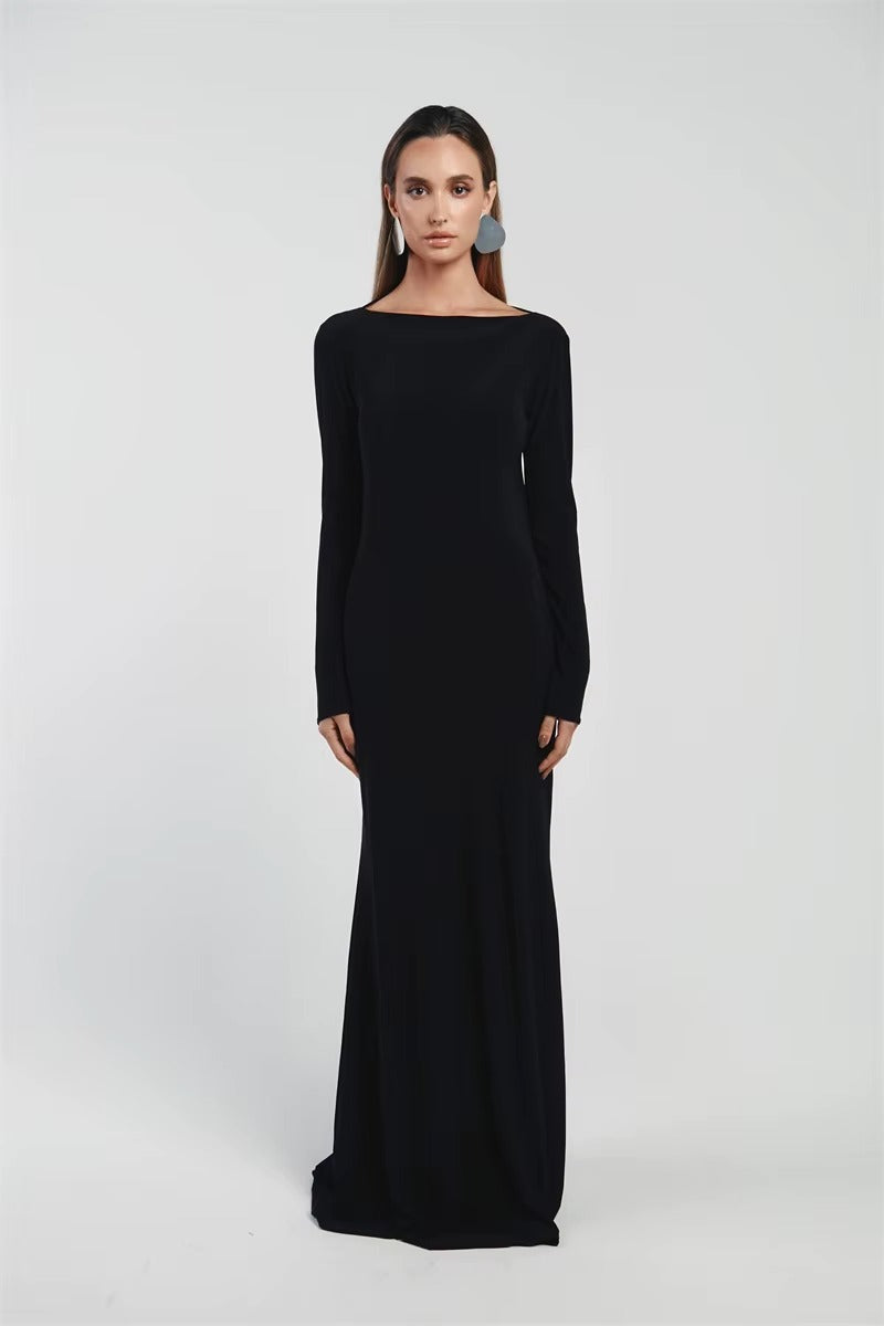 Backless Long Sleeve Sexy Maxi Dress