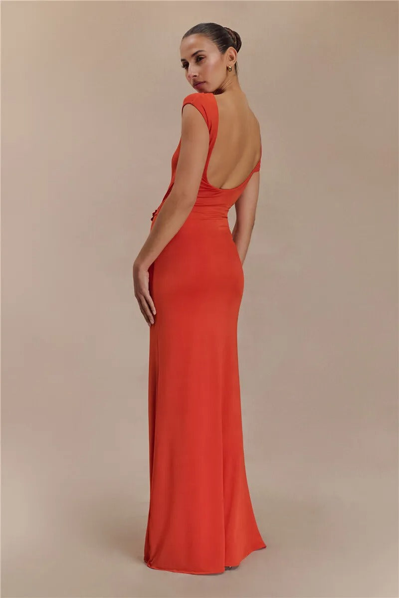 Alana Hollow Out Gold Clasp Sexy Maxi Dress