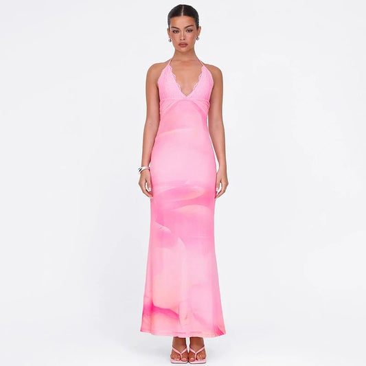 Maria Spaghetti Strap Backless Sexy Maxi Dress