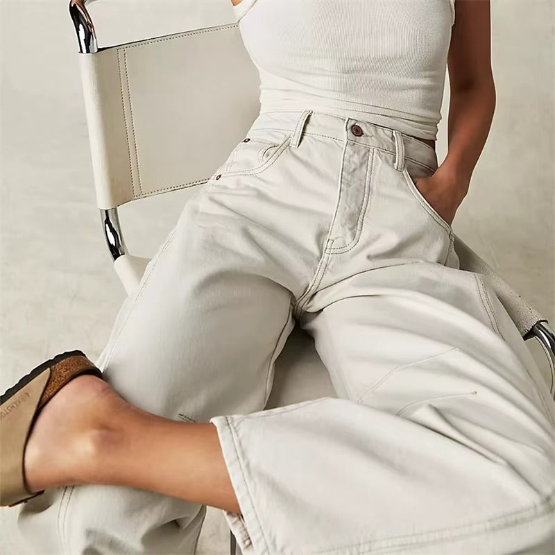 High-Stretch Mid-Rise Barrel Jeans for Women