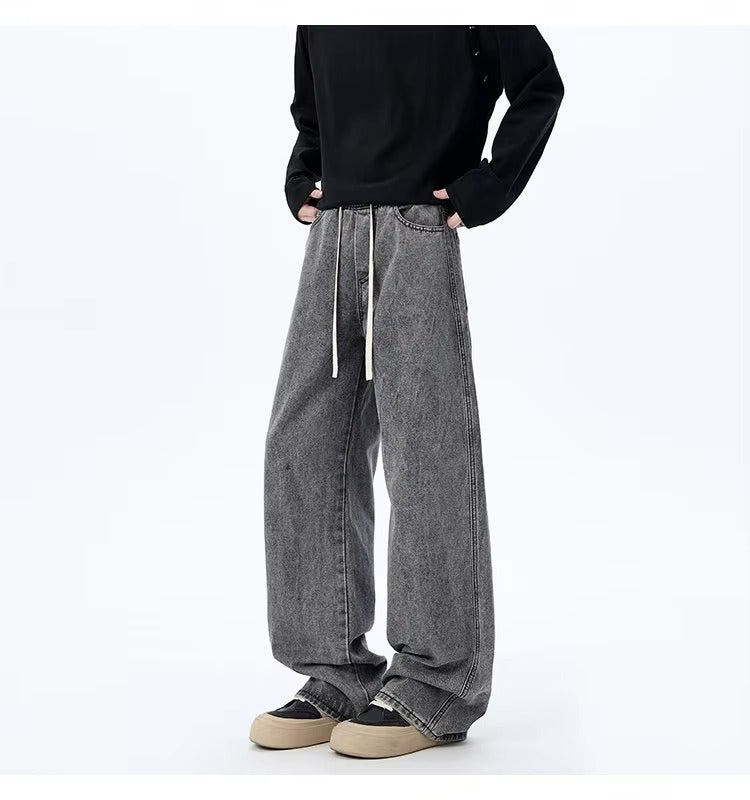 High Waisted Wide-Leg Jeans with Elastic Waist