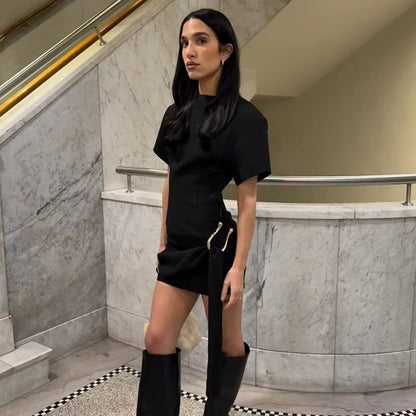 Victoria Short Sleeve Draped Sexy Mini Dress