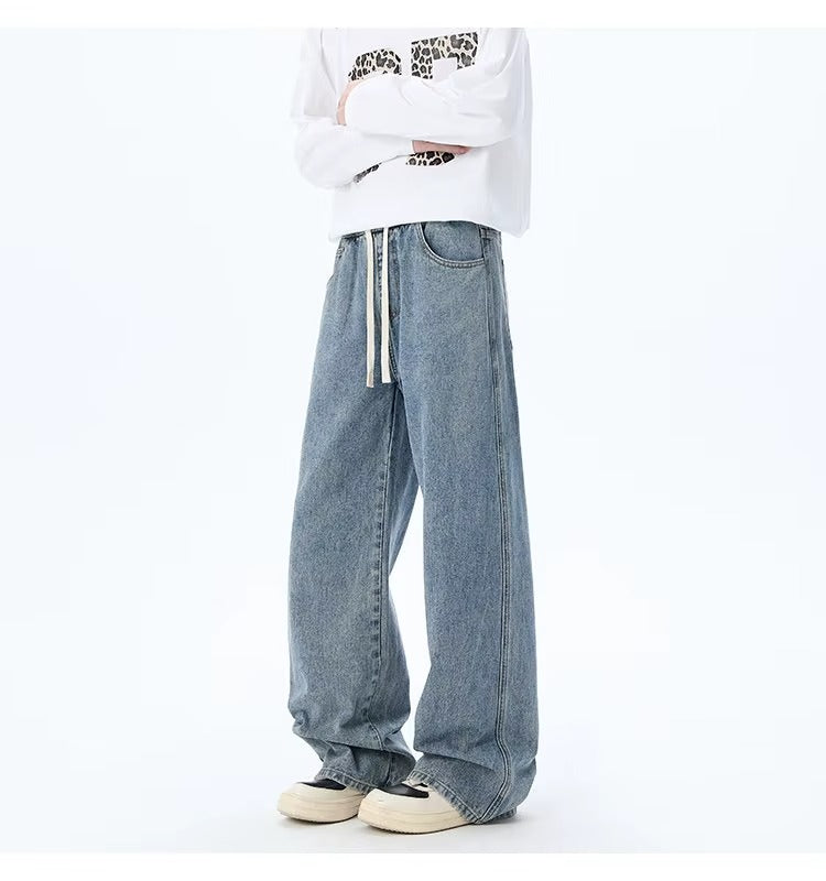 High Waisted Wide-Leg Jeans with Elastic Waist