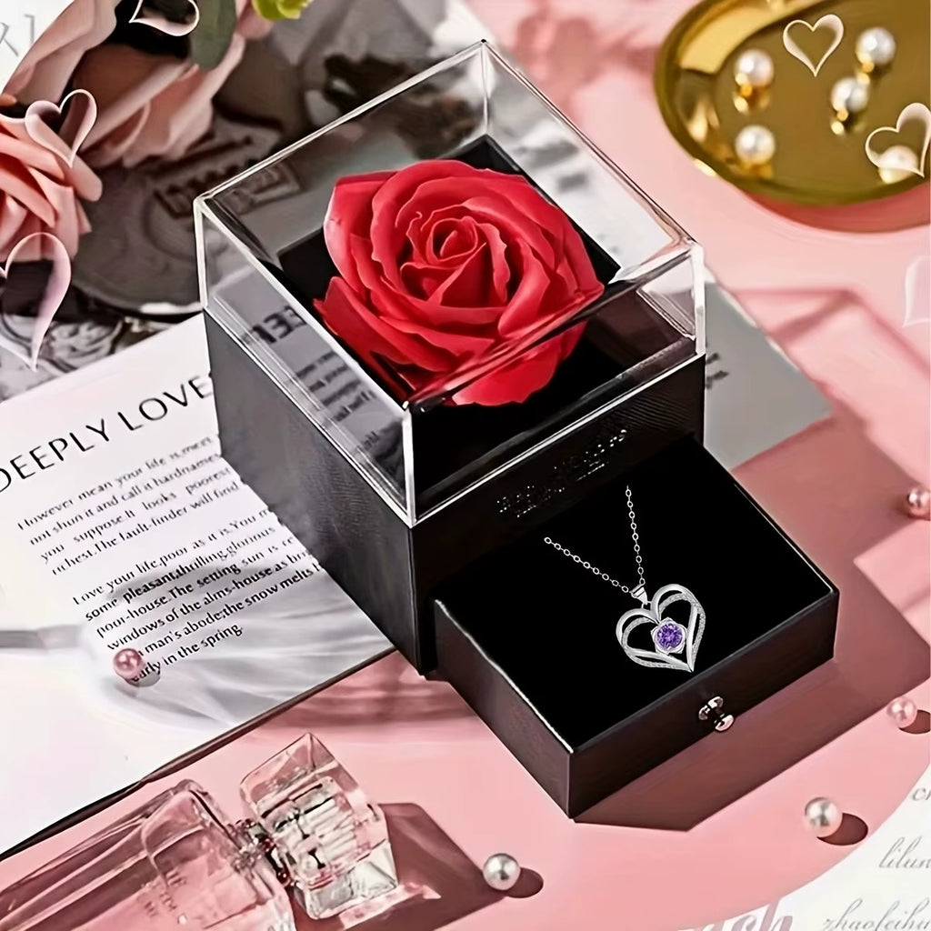 Affordable Permanent Rose Gift Box & Multi Pendant Necklace for Valentine’s Day | US & Worldwide Shipping