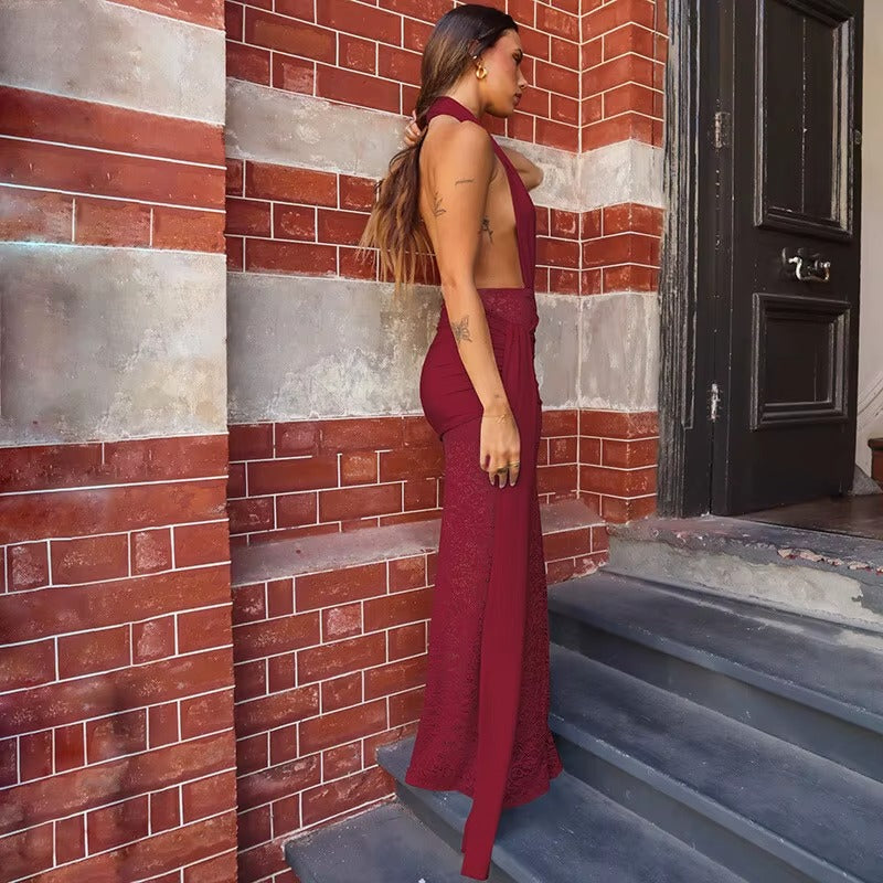 Jennifer Halter Deep V Neck Sexy Maxi Dress