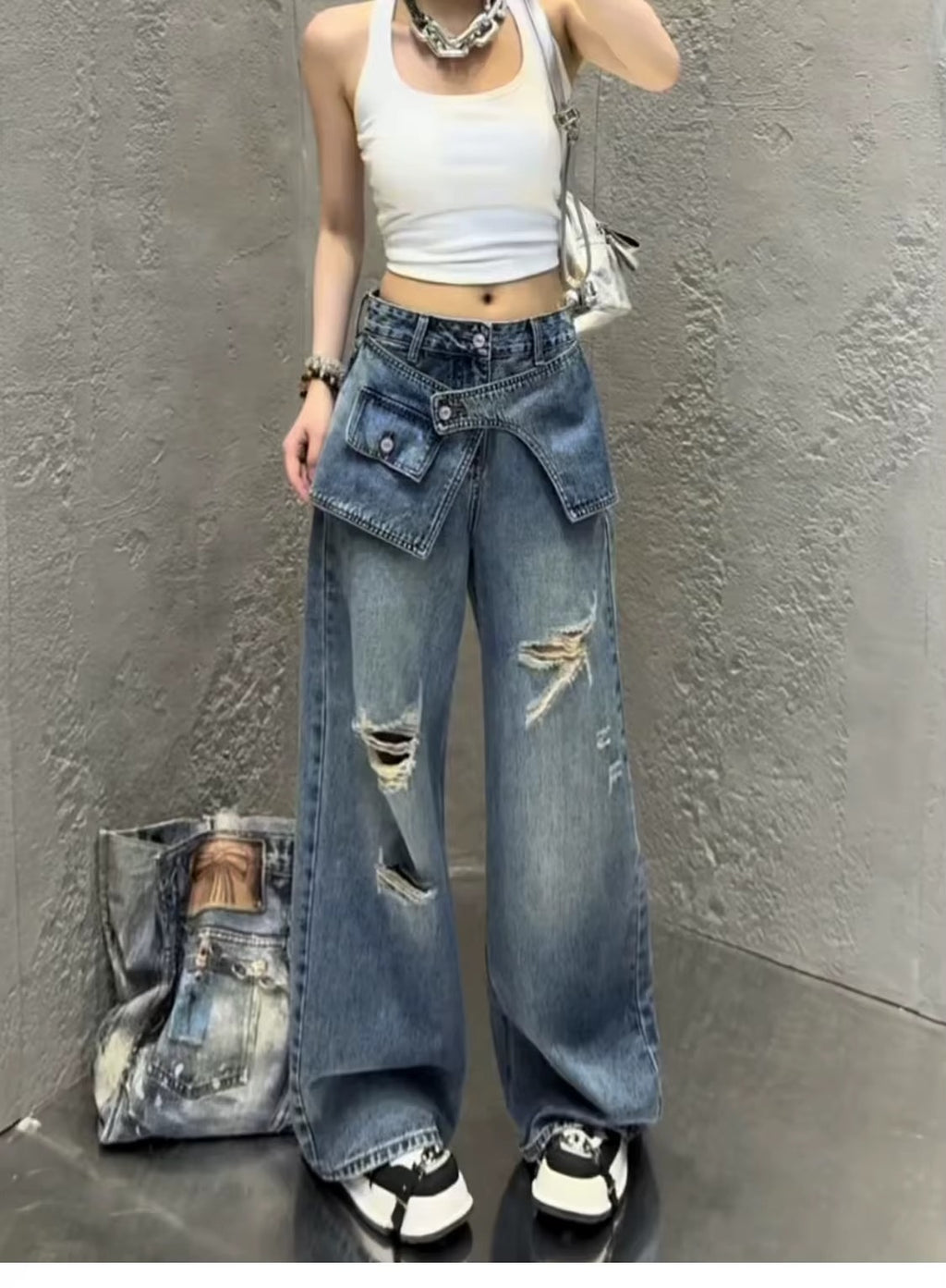Y2K Wide Leg Jeans for Women