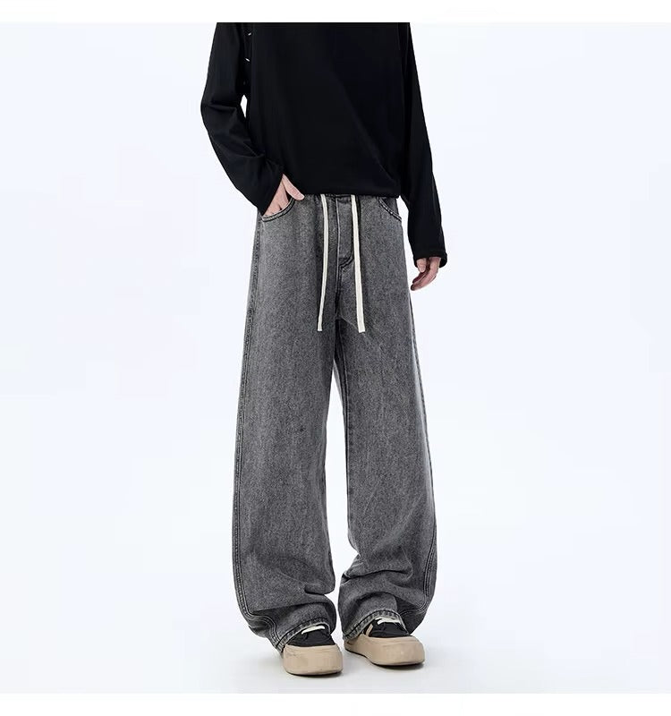 High Waisted Wide-Leg Jeans with Elastic Waist