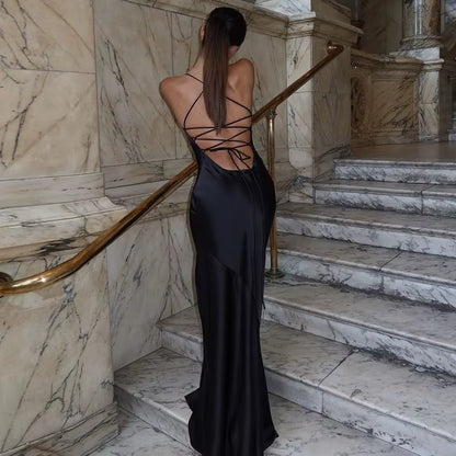 Stephanie Spaghetti Strap Backless Sexy Maxi Dress