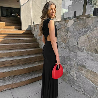 Arianna Pleated Patchwork Maxi Dress