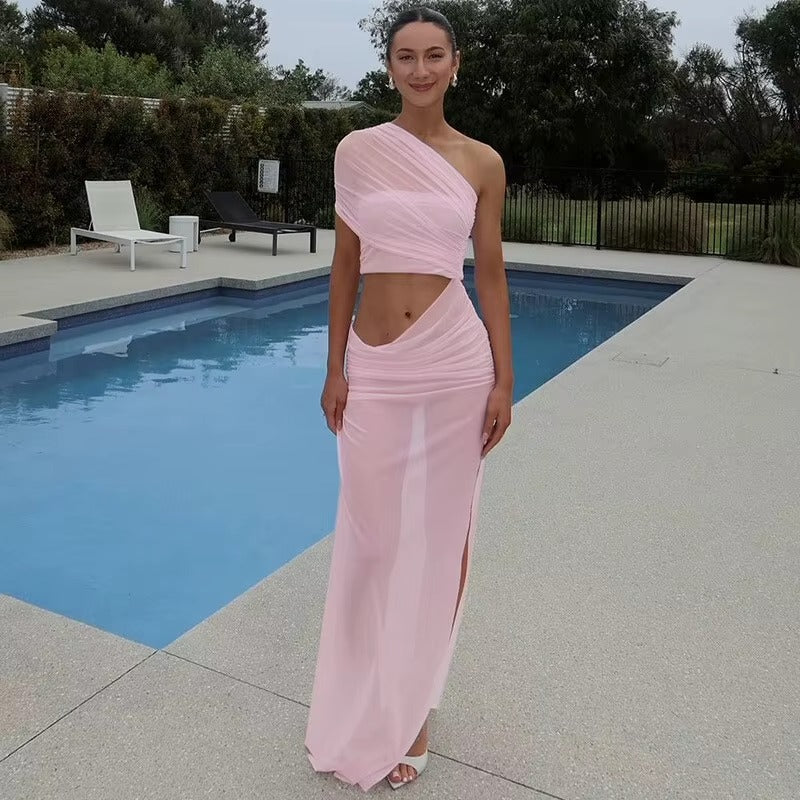 Alana Mesh Hollow Out Backless Sexy Maxi Dress