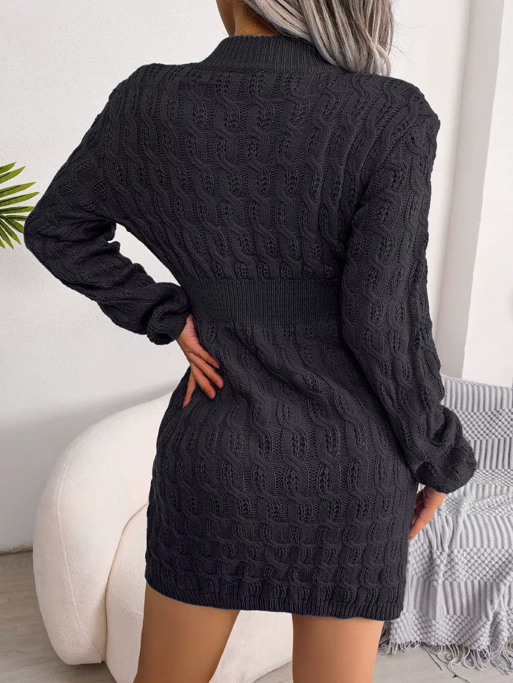 Women's Casual Long Sleeve Knitted Sweater Dress