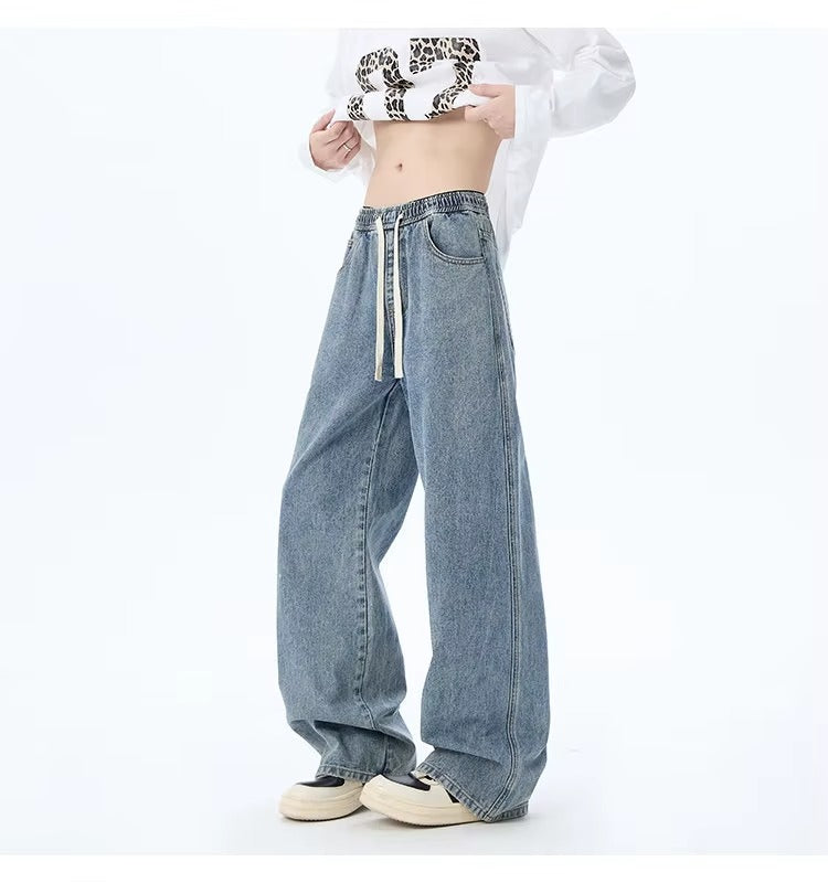 High Waisted Wide-Leg Jeans with Elastic Waist