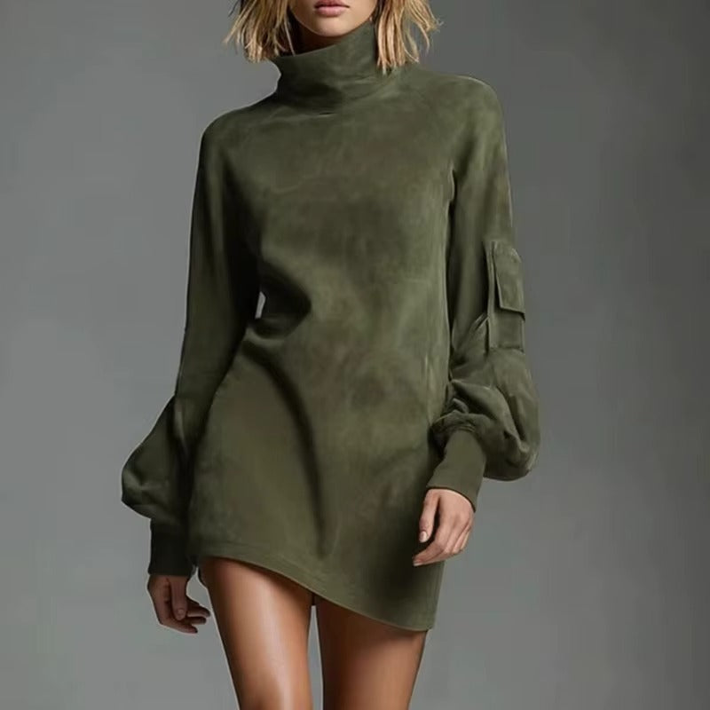Sexy Turtleneck Slim Pullover Dress with Pockets