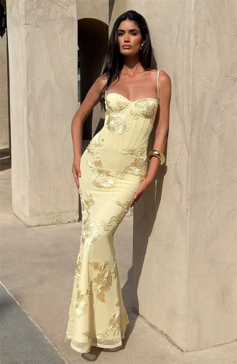 Spaghetti Strap Print Sexy Maxi Dress