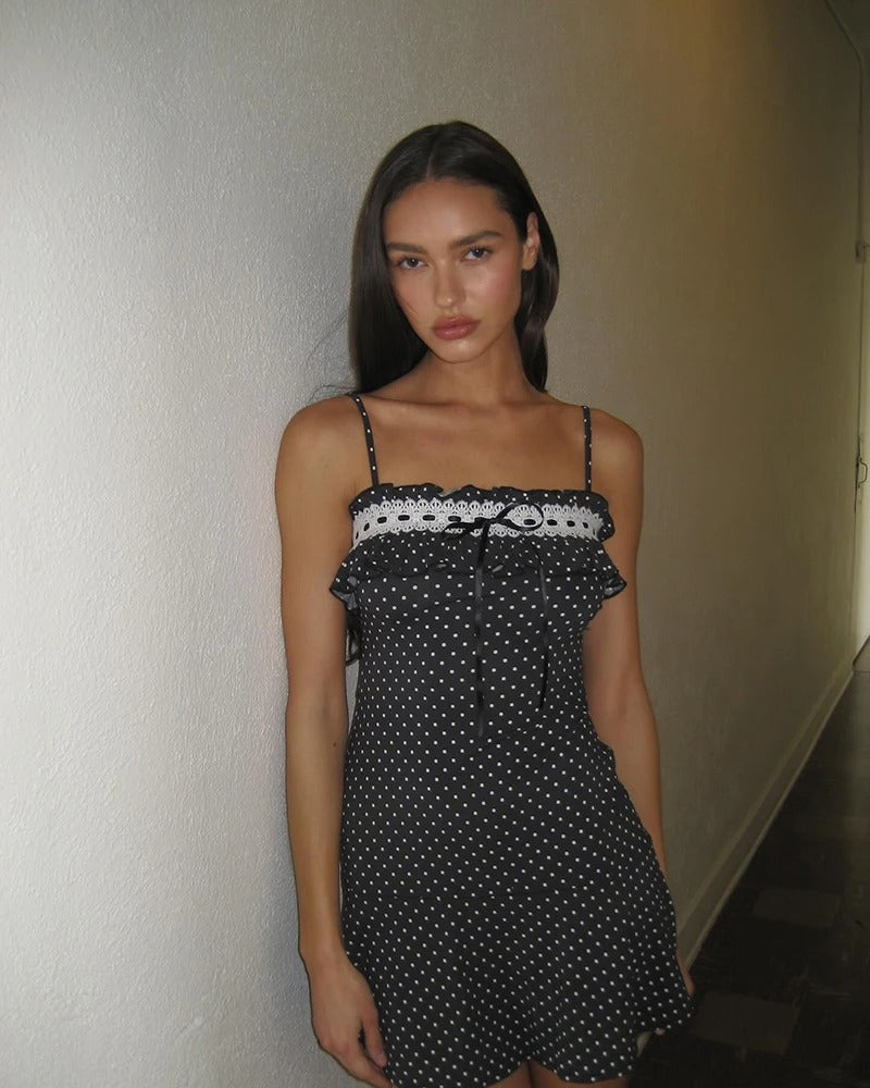Chantal Spaghetti Strap Polka Dot Mini Dress