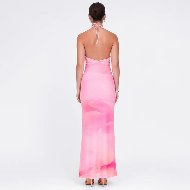 Judith Spaghetti Strap Backless Sexy Maxi Dress