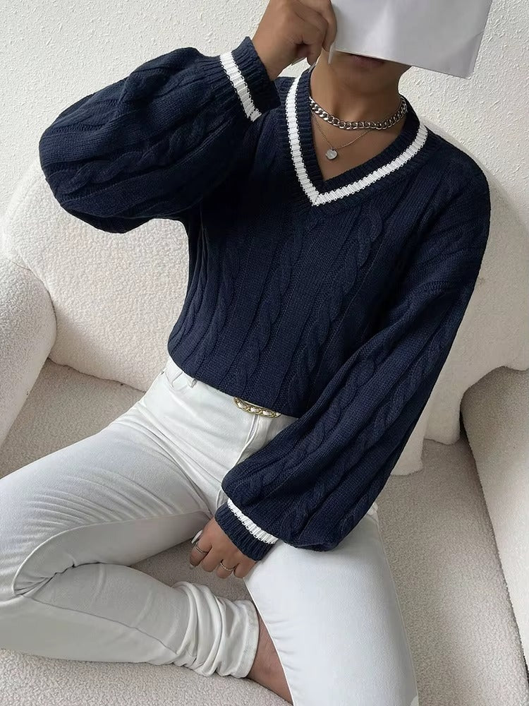 Cozy Fall V-Neck Sweater Outfit for Women