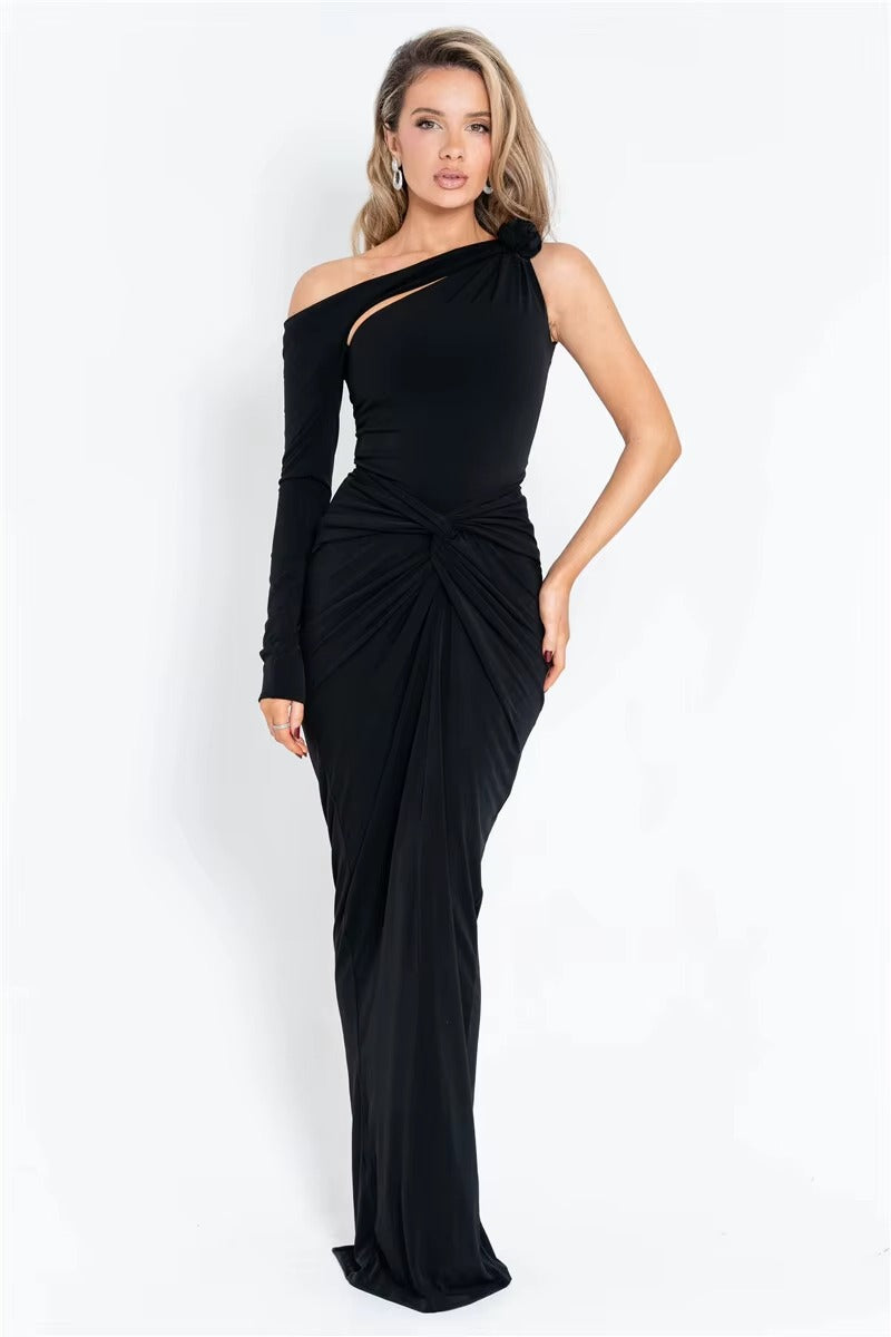 Marilyn Rose One Shoulder Backless Sexy Maxi Dress