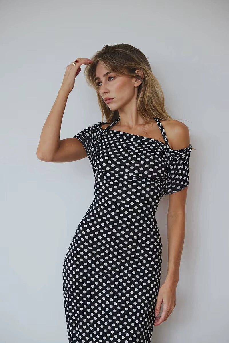 Julie Off-shoulder Polka Dot Maxi Dress