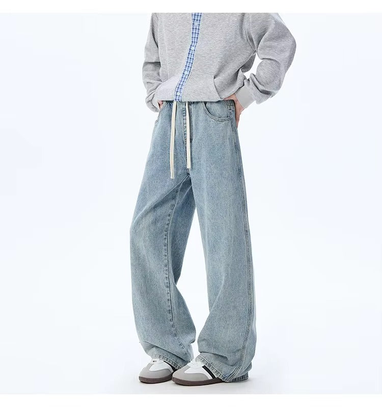 High Waisted Wide-Leg Jeans with Elastic Waist