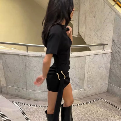Victoria Short Sleeve Draped Sexy Mini Dress