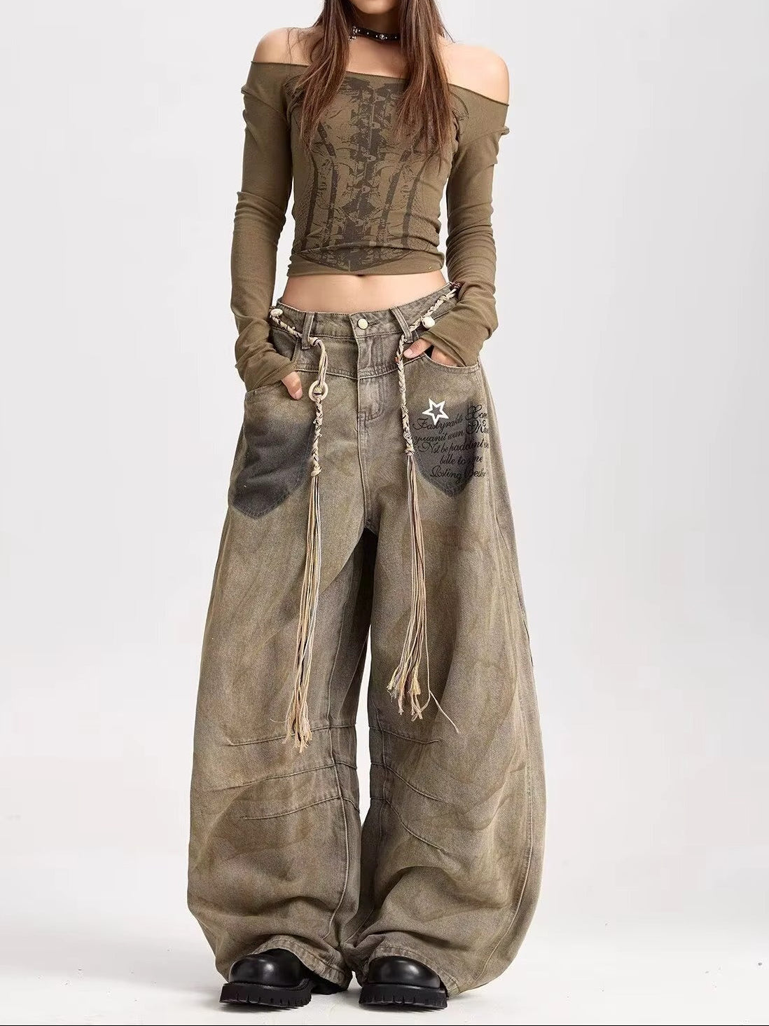 American Retro Y2K Wide Leg Jeans