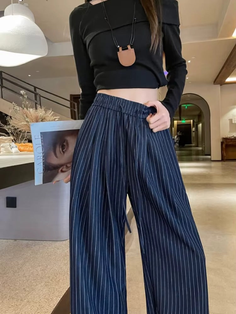 Women's Vintage Striped Wide Leg Pants