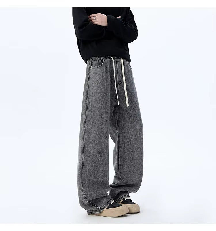 High Waisted Wide-Leg Jeans with Elastic Waist