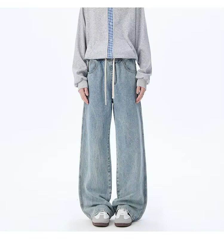 High Waisted Wide-Leg Jeans with Elastic Waist