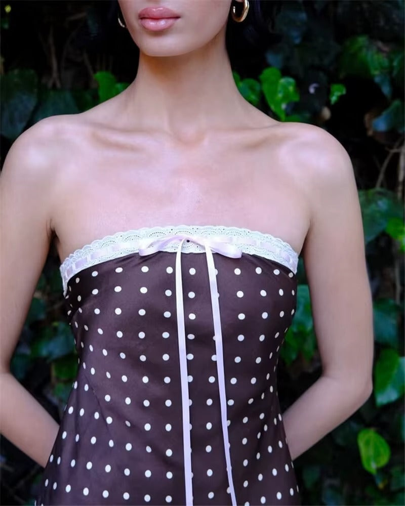 Connie Lace Strapless Backless Sexy Midi Dress