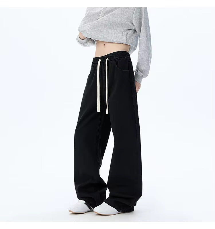 High Waisted Wide-Leg Jeans with Elastic Waist