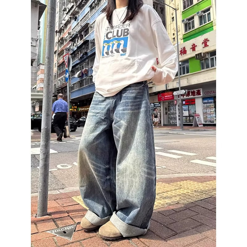 Y2K Oversized Wide Leg Jeans Outfit