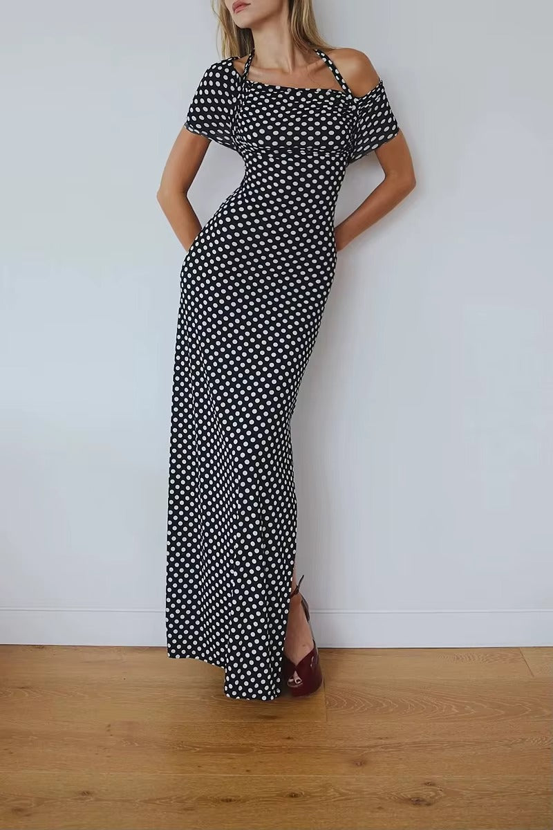 Julie Off-shoulder Polka Dot Maxi Dress