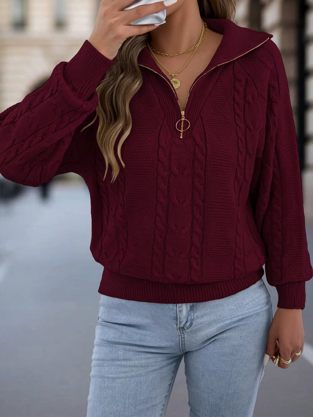 Women’s Casual Lantern Sleeve Knit Outfit