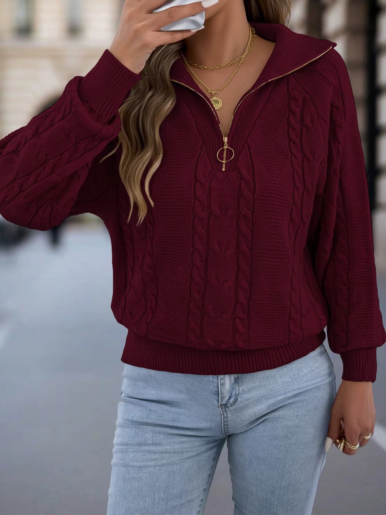 Women’s Casual Lantern Sleeve Knit Outfit