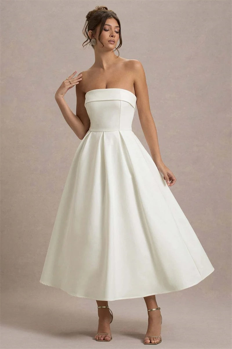Off-shoulder Strapless Sexy Midi Dress