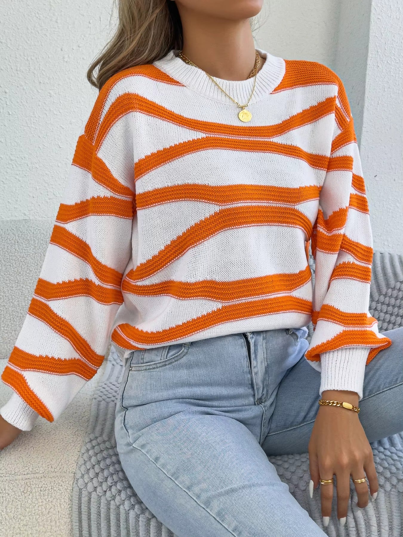 Women’s Contrast Color Striped Sweater